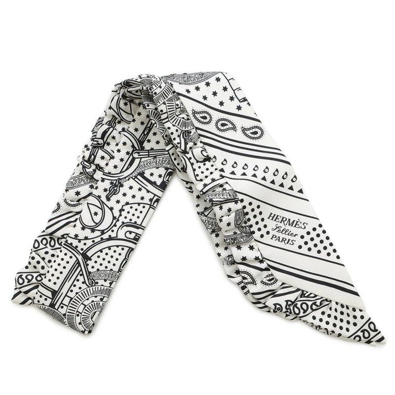 エルメス スカーフ ツイリー フリル エプロン・ドール・バンダナ Eperon d'Or Bandana 2024年春夏 白 黒