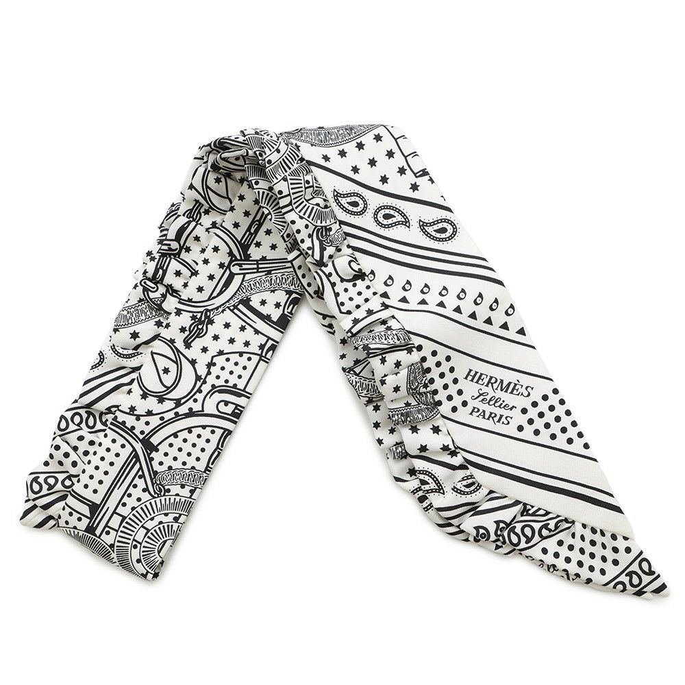 エルメス スカーフ ツイリー フリル エプロン・ドール・バンダナ Eperon d'Or Bandana 2024年春夏 白 黒