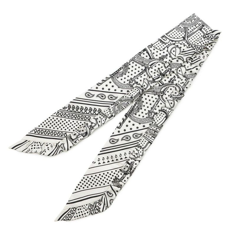 エルメス スカーフ ツイリー フリル エプロン・ドール・バンダナ Eperon d'Or Bandana 2024年春夏 白 黒