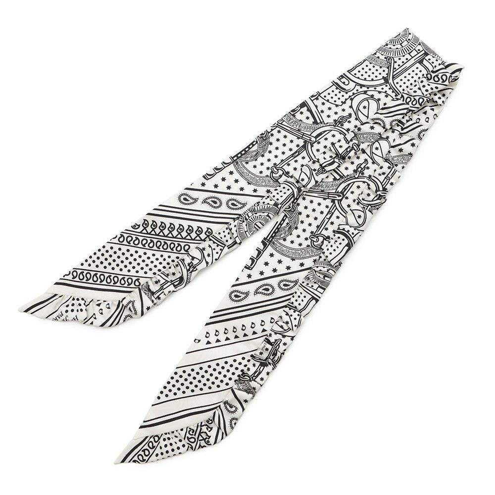 エルメス スカーフ ツイリー フリル エプロン・ドール・バンダナ Eperon d'Or Bandana 2024年春夏 白 黒