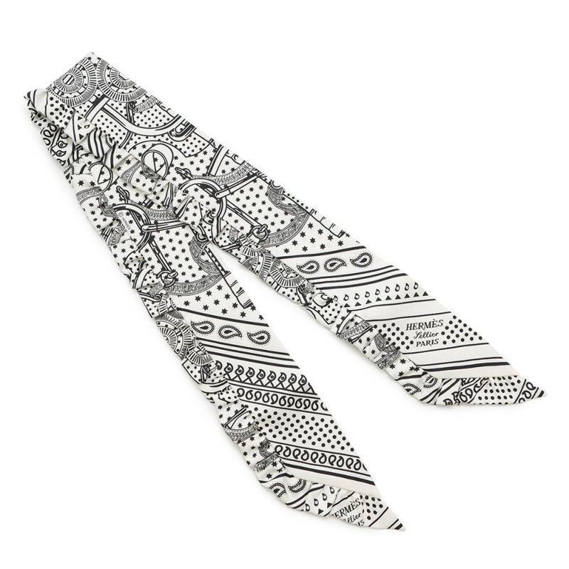 エルメス スカーフ ツイリー フリル エプロン・ドール・バンダナ Eperon d'Or Bandana 2024年春夏 白 黒