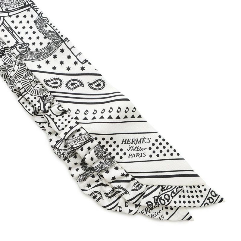 エルメス スカーフ ツイリー フリル エプロン・ドール・バンダナ Eperon d'Or Bandana 2024年春夏 白 黒