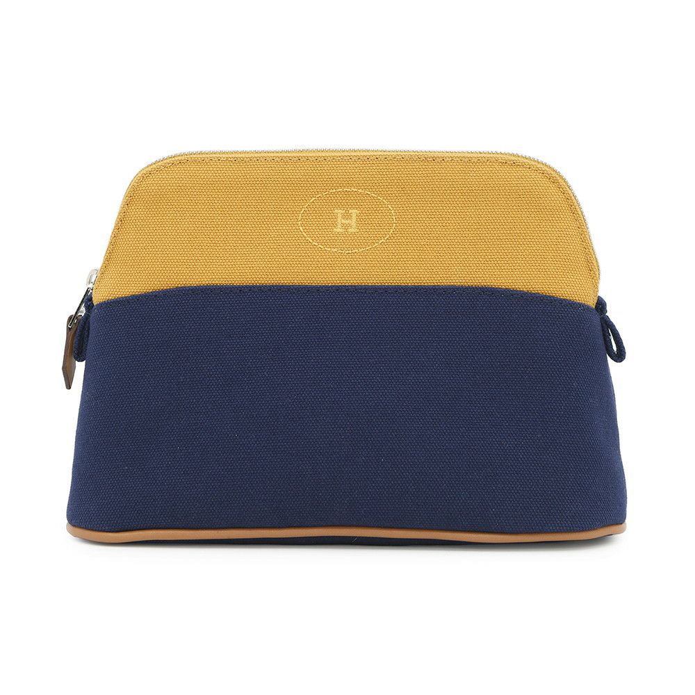 エルメス ポーチ ボリードポーチ ミニ  イエロー/ネイビー/シルバー金具 HERMES 小物入れ