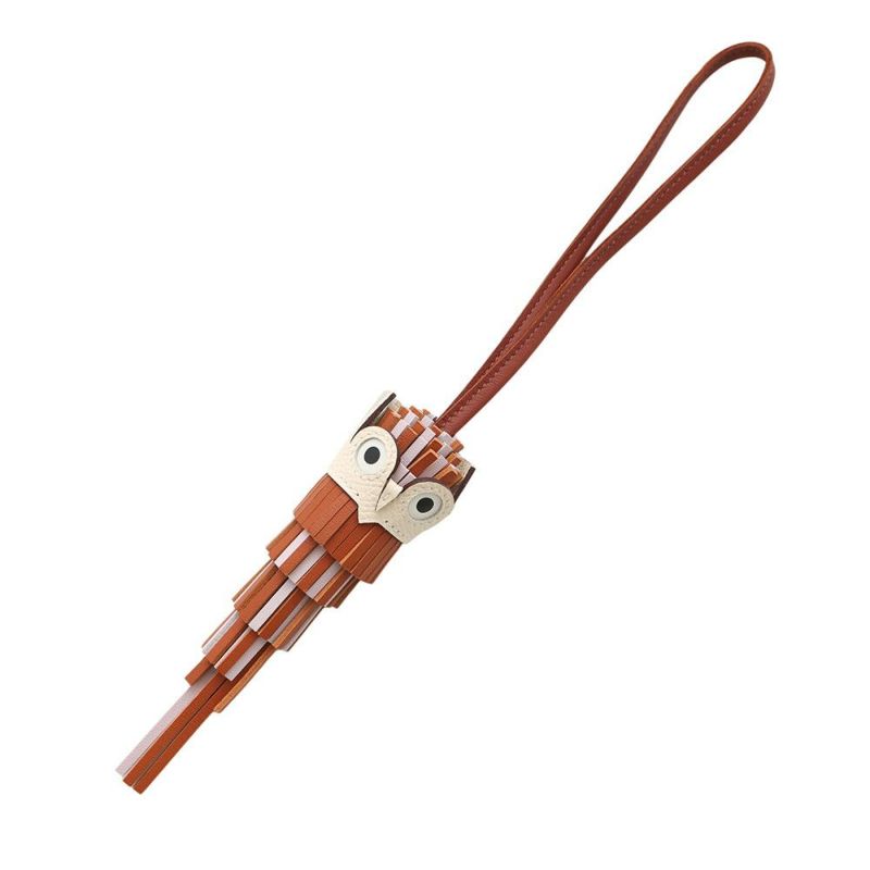 エルメス バッグチャーム シュエット パンドエピス/モーヴペール/シエンヌ/ナタ/ホワイト エプソン/ラムスキン/スイフト K刻印 フクロウ