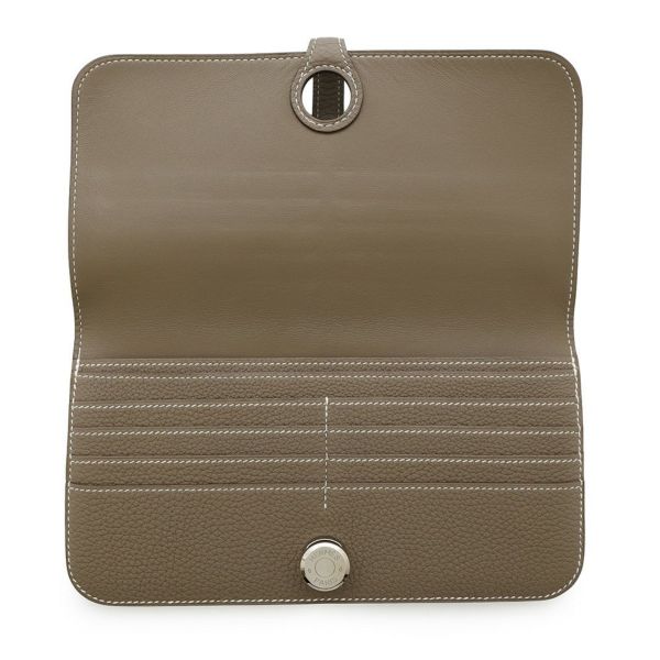 エルメス 長財布 ドゴンロング エトゥープ/シルバー金具 トゴ X刻印 HERMES 財布