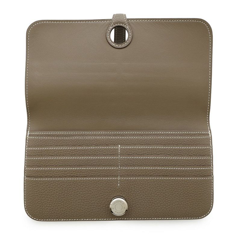 エルメス 長財布 ドゴンロング エトゥープ/シルバー金具 トゴ X刻印 HERMES 財布