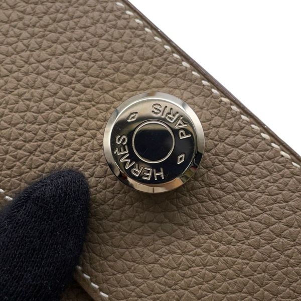 エルメス 長財布 ドゴンロング エトゥープ/シルバー金具 トゴ X刻印 HERMES 財布