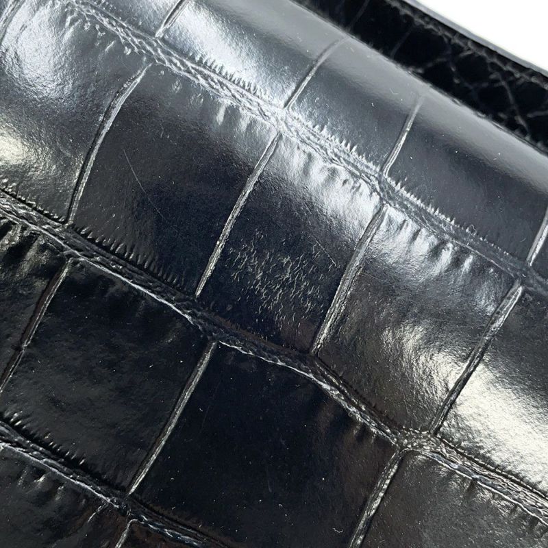 セリーヌ ショルダーバッグ トリオンフ ブザス ミディアム クロコ型押しレザー 114453 CELINE 黒