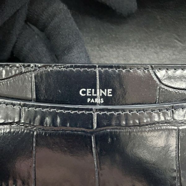 セリーヌ ショルダーバッグ トリオンフ ブザス ミディアム クロコ型押しレザー 114453 CELINE 黒