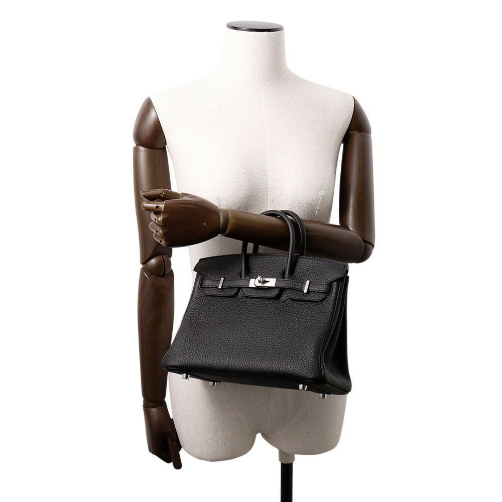エルメス バーキン25 ブラック/マットシルバー金具 トゴ K刻印 HERMES Birkin ハンドバッグ 黒