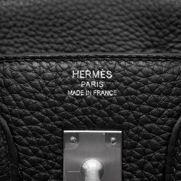 エルメス バーキン25 ブラック/マットシルバー金具 トゴ K刻印 HERMES Birkin ハンドバッグ 黒