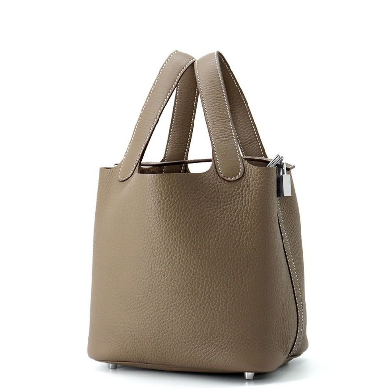 エルメス ハンドバッグ ピコタンロックPM エトゥープ/シルバー金具 トリヨンクレマンス K刻印