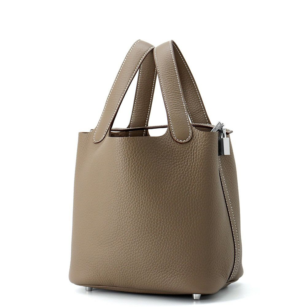 エルメス ハンドバッグ ピコタンロックPM エトゥープ/シルバー金具 トリヨンクレマンス K刻印