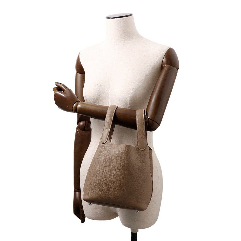 エルメス ハンドバッグ ピコタンロックPM エトゥープ/シルバー金具 トリヨンクレマンス K刻印