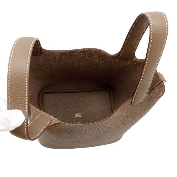 エルメス ハンドバッグ ピコタンロックPM エトゥープ/シルバー金具 トリヨンクレマンス K刻印