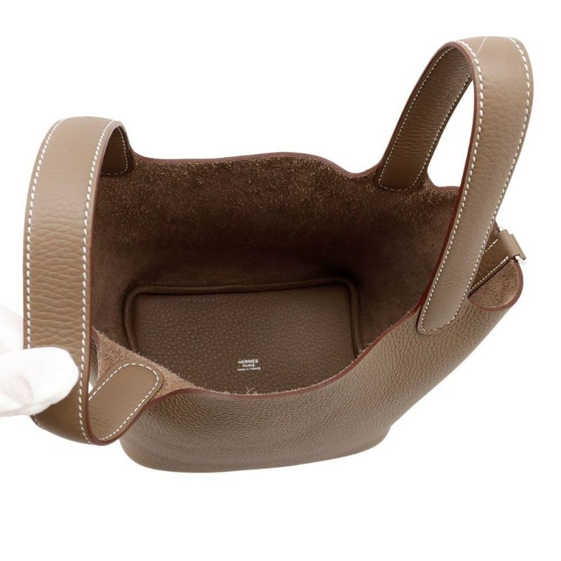 エルメス ハンドバッグ ピコタンロックPM エトゥープ/シルバー金具 トリヨンクレマンス K刻印