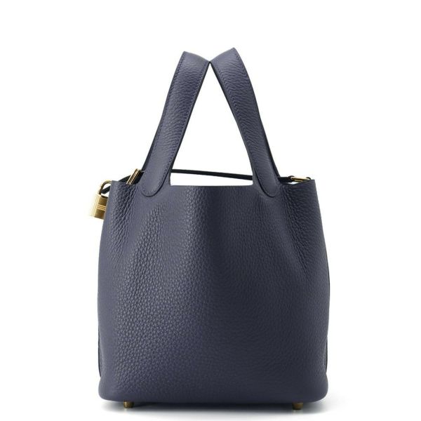 エルメス ハンドバッグ ピコタンロックPM ブルーニュイ/ゴールド金具 トリヨンクレマンス K刻印