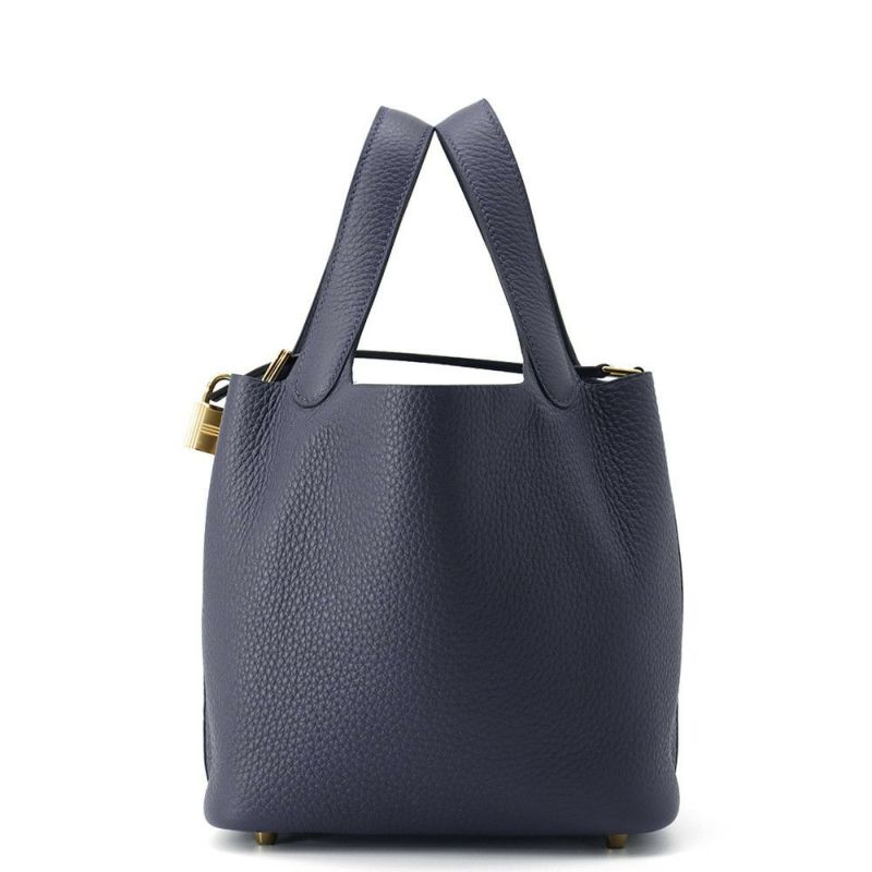 エルメス ハンドバッグ ピコタンロックPM ブルーニュイ/ゴールド金具 トリヨンクレマンス K刻印