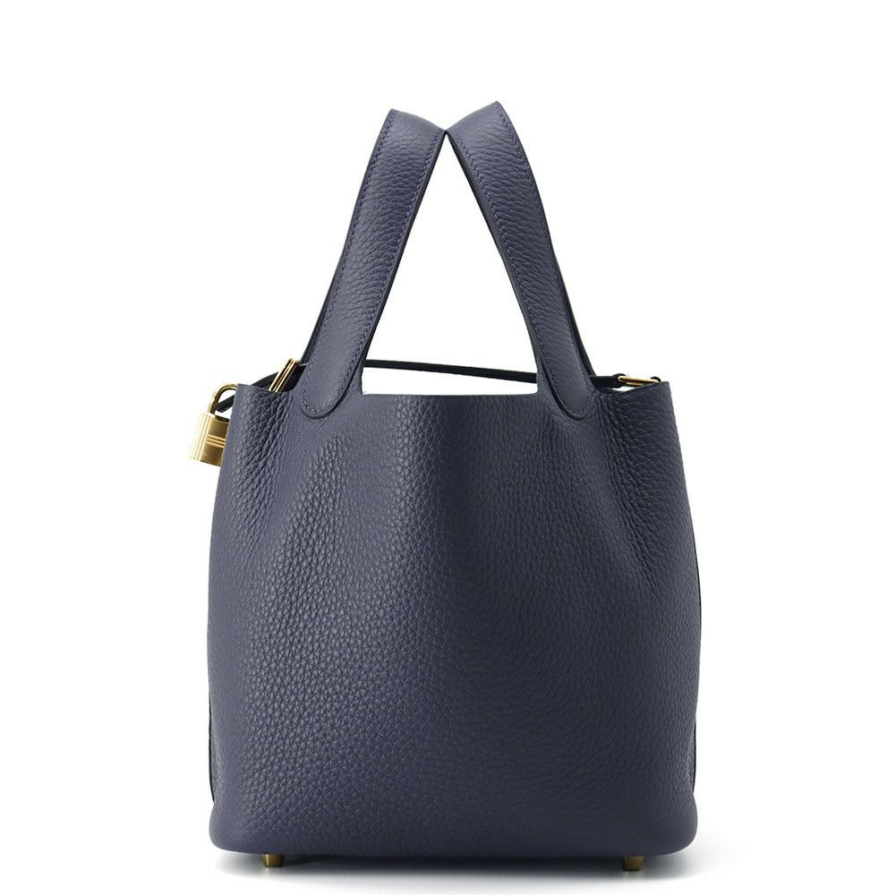 エルメス ハンドバッグ ピコタンロックPM ブルーニュイ/ゴールド金具 トリヨンクレマンス K刻印
