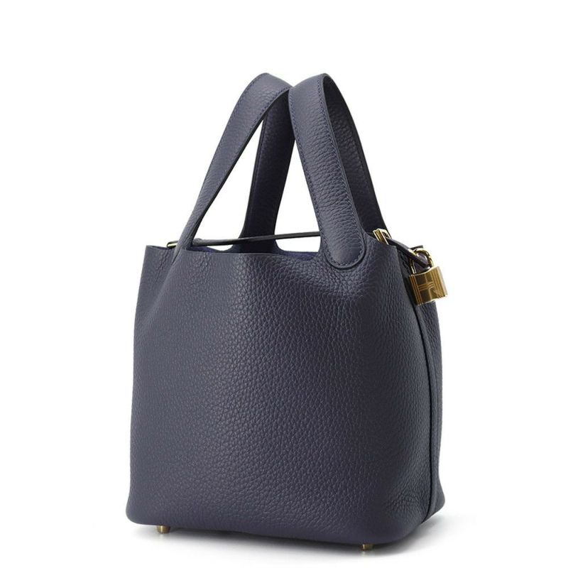 エルメス ハンドバッグ ピコタンロックPM ブルーニュイ/ゴールド金具 トリヨンクレマンス K刻印