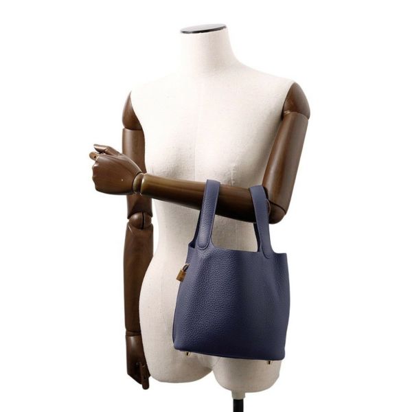 エルメス ハンドバッグ ピコタンロックPM ブルーニュイ/ゴールド金具 トリヨンクレマンス K刻印