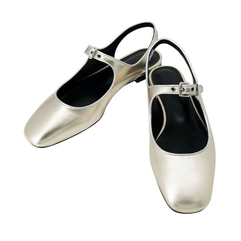 エルメス バレエシューズ クレオ ナッパ・メタリゼ レディースサイズ36 HERMES 靴