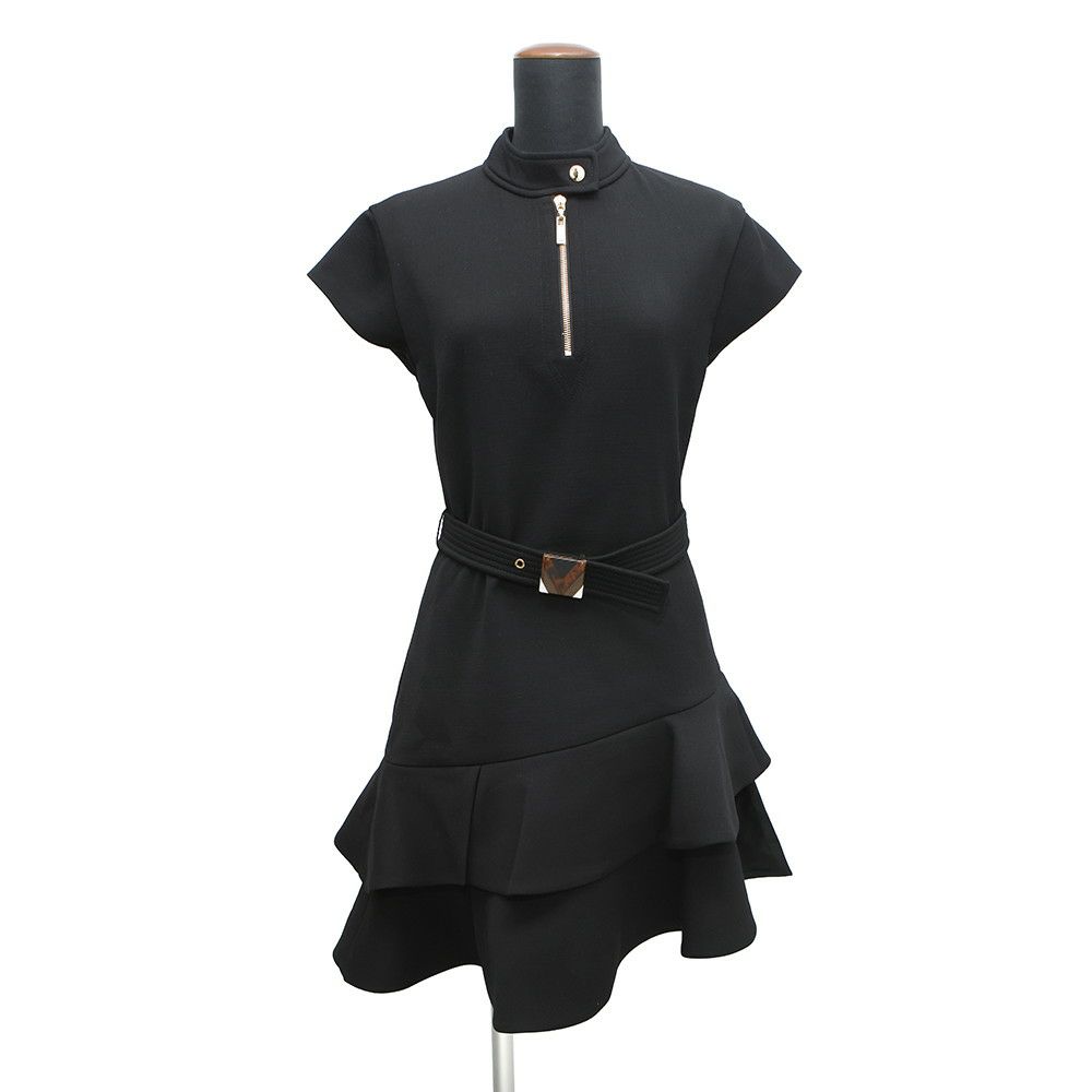 ルイヴィトン ワンピース フリル ウール レディースサイズ38 LOUIS VUITTON 黒 ブラック セール品