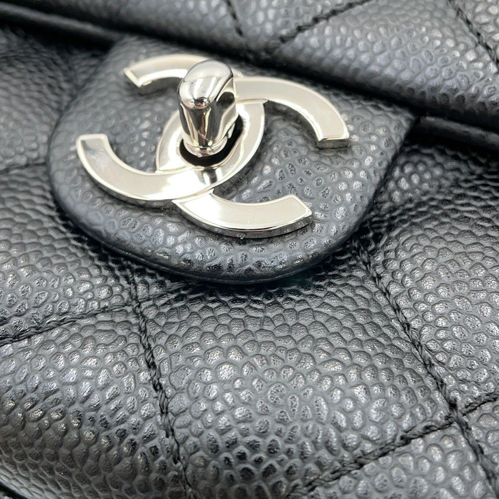 シャネル ハンドバッグ マトラッセ トップハンドル ココマーク キャビアスキン CHANEL 黒