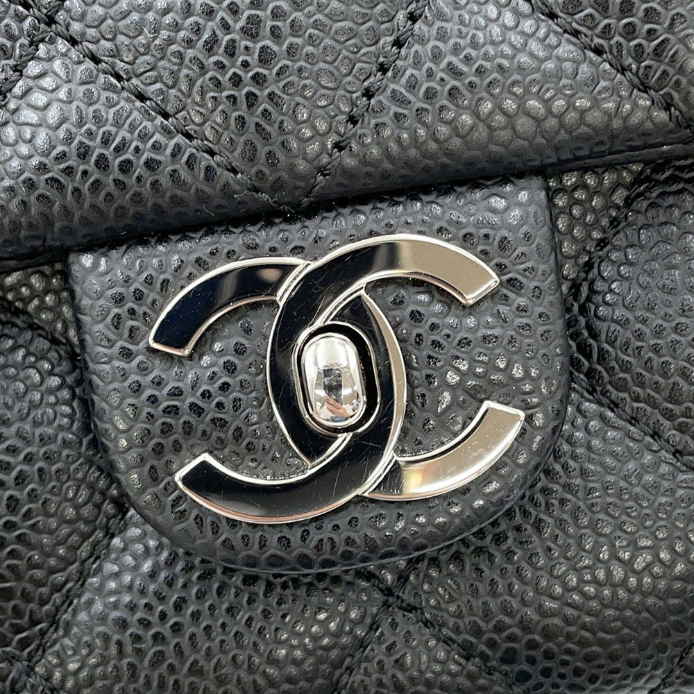 シャネル ハンドバッグ マトラッセ トップハンドル ココマーク キャビアスキン CHANEL 黒