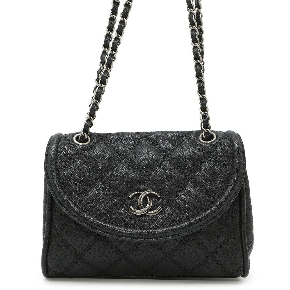 シャネル チェーンショルダーバッグ ココマーク キャビアスキン CHANEL 黒