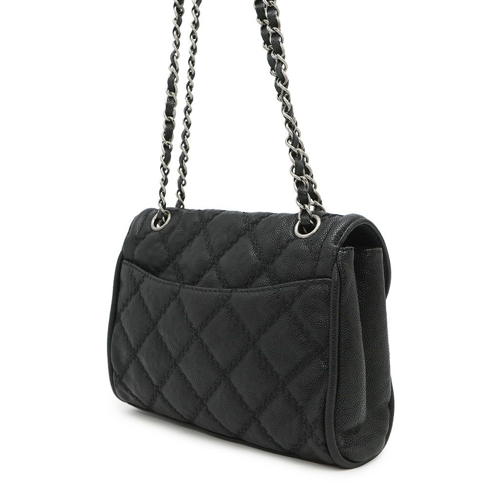 シャネル チェーンショルダーバッグ ココマーク キャビアスキン CHANEL 黒