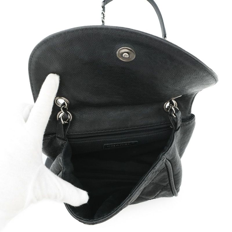 シャネル チェーンショルダーバッグ ココマーク キャビアスキン CHANEL 黒