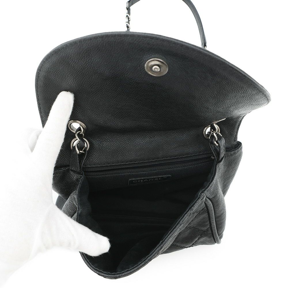 シャネル チェーンショルダーバッグ ココマーク キャビアスキン CHANEL 黒