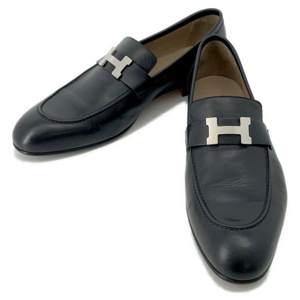 エルメス モカシン パリ レザー メンズサイズ44 HERMES 靴 黒