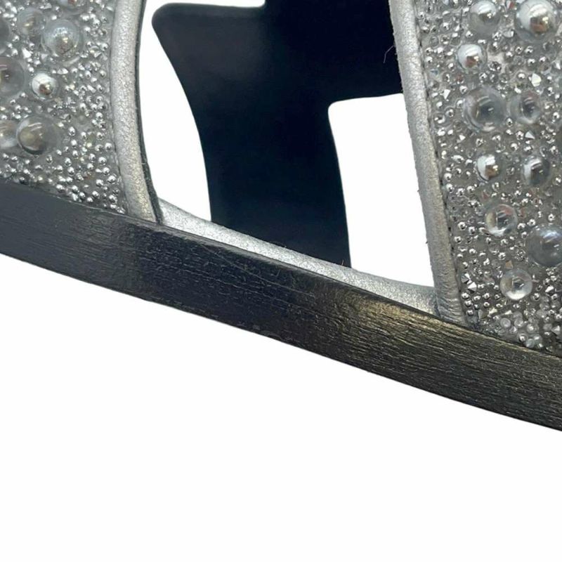 エルメス サンダル オラン ビジュー レディースサイズ37 1/2 HERMES 靴 黒