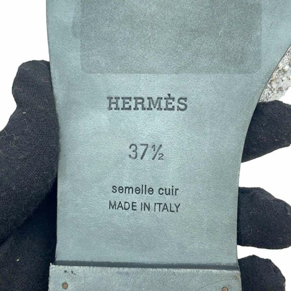 エルメス サンダル オラン ビジュー レディースサイズ37 1/2 HERMES 靴 黒