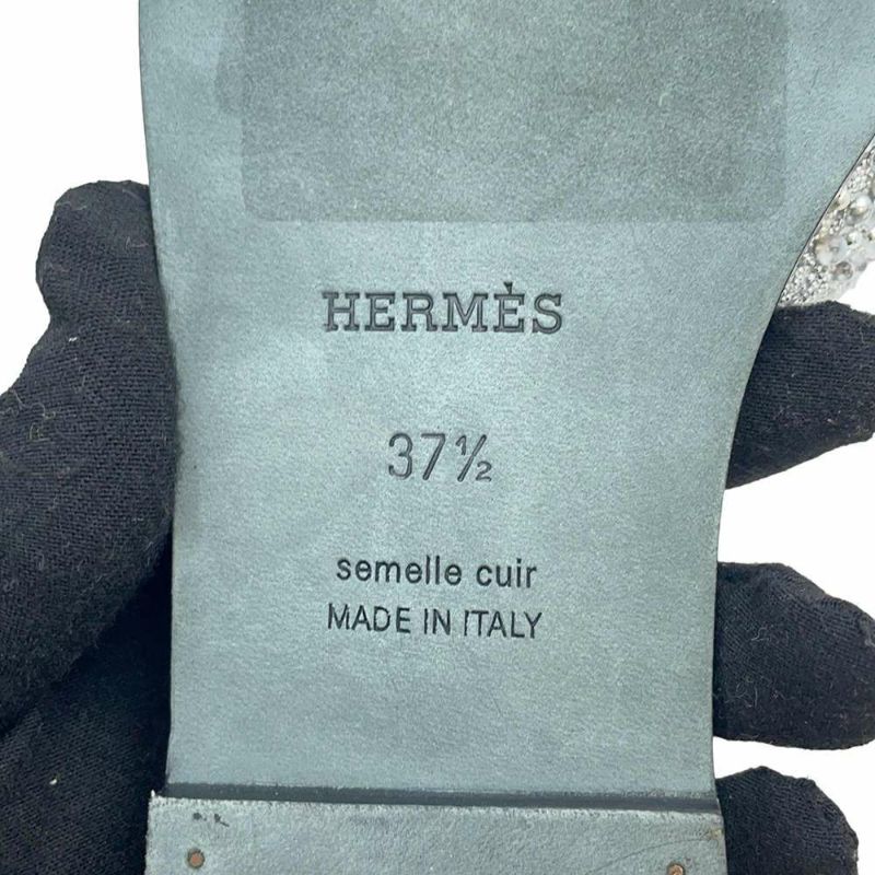 エルメス サンダル オラン ビジュー レディースサイズ37 1/2 HERMES 靴 黒