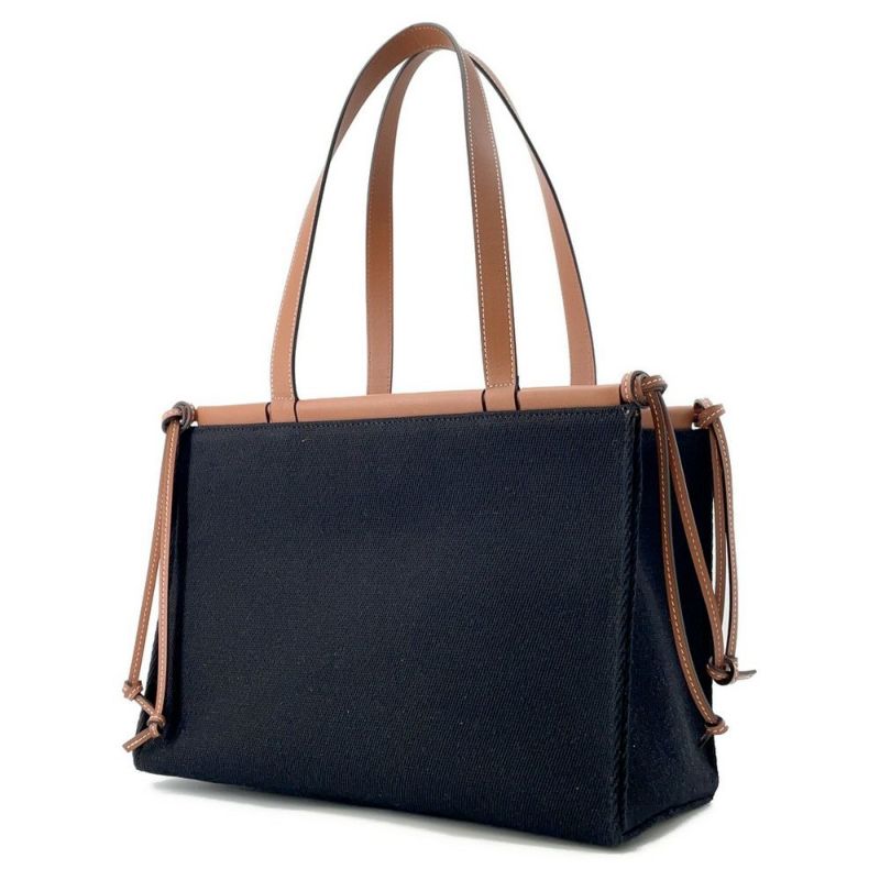ロエベ トートバッグ アナグラム クッショントート スモール キャンバス レザー A612A93X18 LOEWE 黒