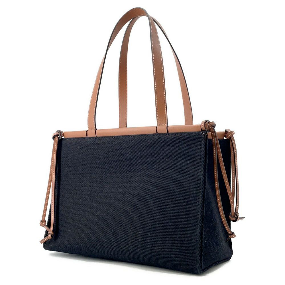 ロエベ トートバッグ アナグラム クッショントート スモール キャンバス レザー A612A93X18 LOEWE 黒