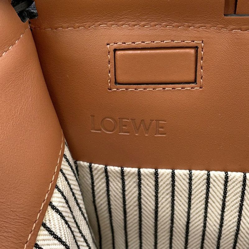 ロエベ トートバッグ アナグラム クッショントート スモール キャンバス レザー A612A93X18 LOEWE 黒
