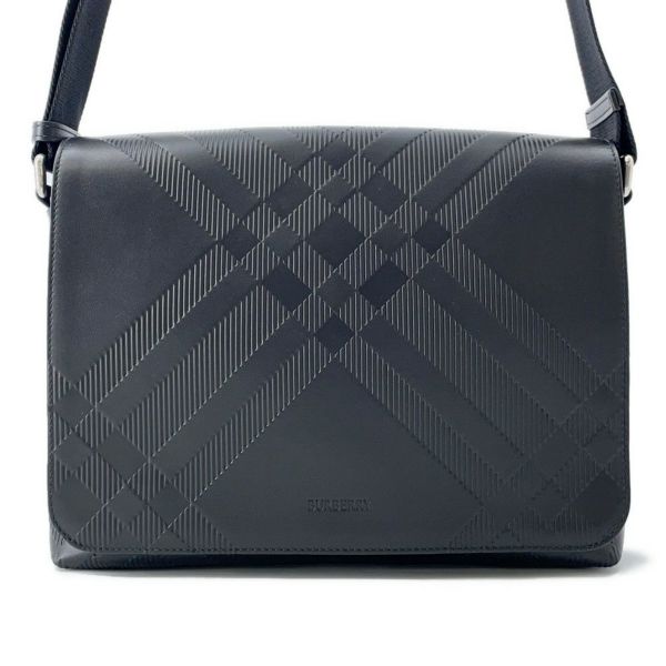 バーバリー ショルダーバッグ エンボスチェック メッセンジャーバッグ カーフレザー 81019221 BURBERRY 黒
