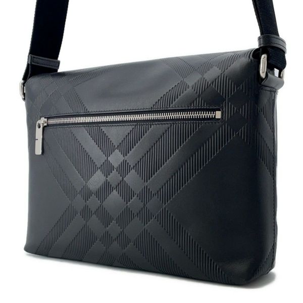 バーバリー ショルダーバッグ エンボスチェック メッセンジャーバッグ カーフレザー 81019221 BURBERRY 黒