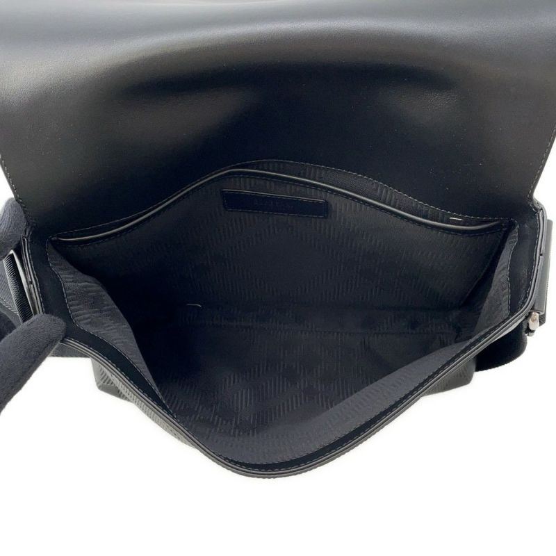 バーバリー ショルダーバッグ エンボスチェック メッセンジャーバッグ カーフレザー 81019221 BURBERRY 黒