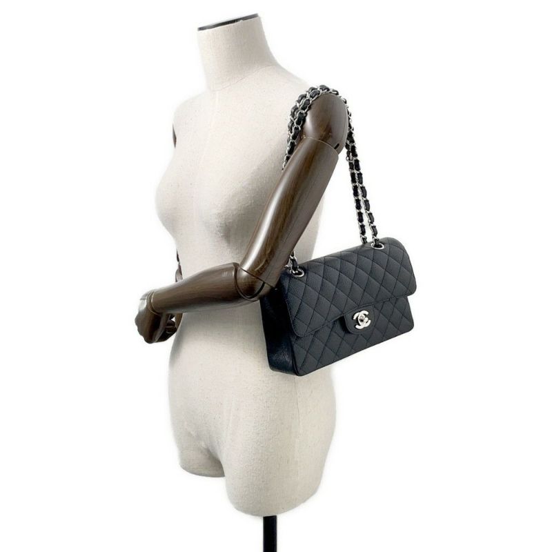 シャネル チェーンショルダーバッグ マトラッセ23 ココマーク ダブルチェーン A01113 CHANEL 黒