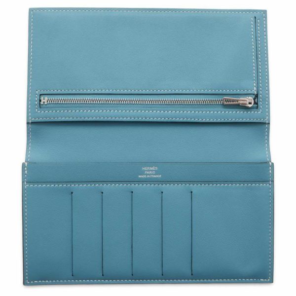 【美品未使用】HERMES エルメス長財布シチズンツイル　ブルージーン　B刻印 エルメス 長財布 シチズン ツイル ロング ツールボックス ブルー