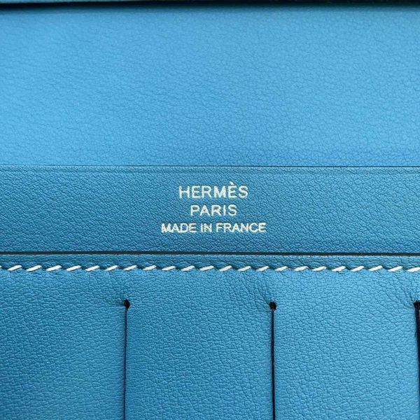 【美品未使用】HERMES エルメス長財布シチズンツイル　ブルージーン　B刻印 エルメス 長財布 シチズン ツイル ロング ツールボックス ブルー