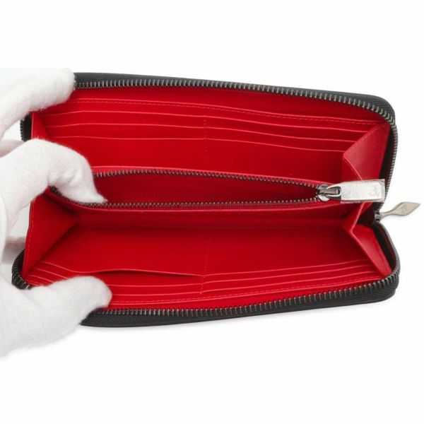 スタッズ付きレザー長財布 黒と赤 アルズニ ALZUNI スタッズ付きレザー