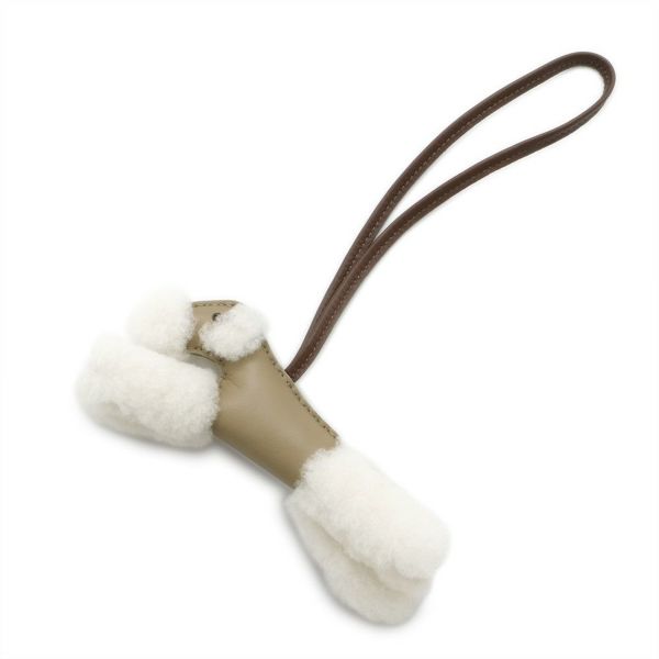 エルメス バッグチャーム バディ エクリュ/ベージュマルファ/テール ラムスキン/ムートン K刻印