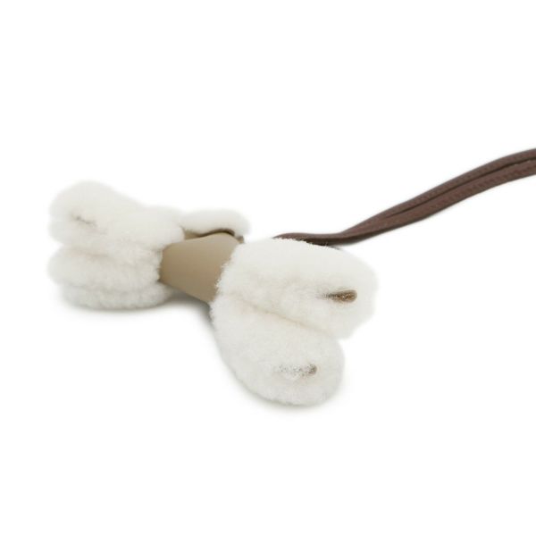 エルメス バッグチャーム バディ エクリュ/ベージュマルファ/テール ラムスキン/ムートン K刻印