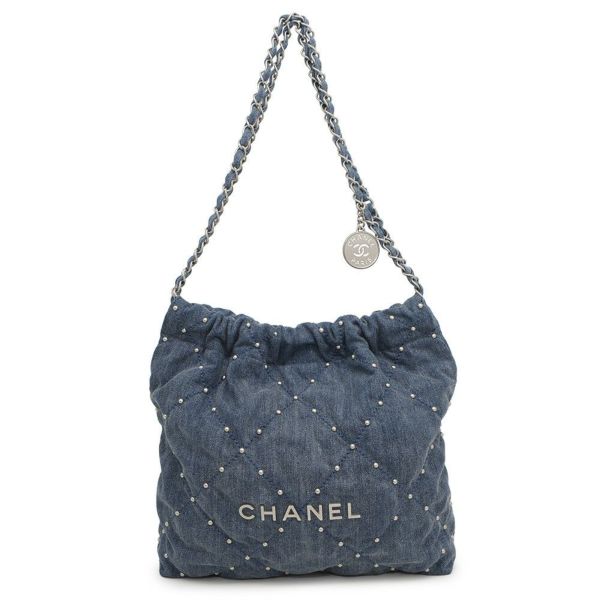 シャネル チェーンショルダーバッグ CHANEL 22 マトラッセ スモール デニム AS3260 CHANEL ポーチ付き